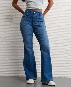 American Eagle Next Level Curvy Super High Waisted Flare Jeans 000 Festival Boho